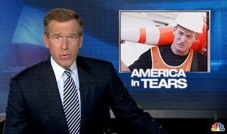 Reporting on the fate of a construction worker, Brian Williams warns viewers not to make direct eye contact with the popular 16-year-olds.